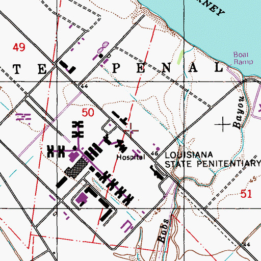 Topographic Map of Louisiana State Penitentiary Fire Department, LA
