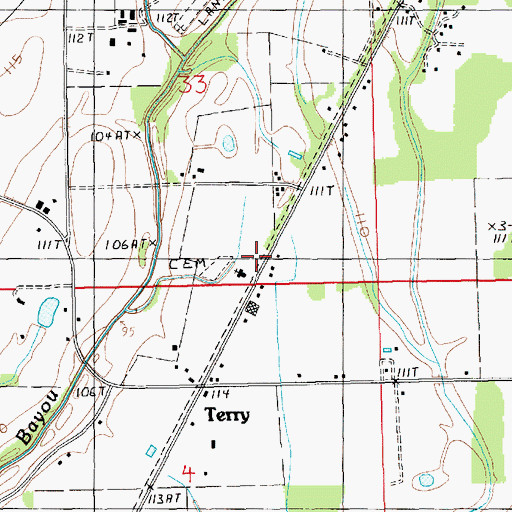 Topographic Map of Concord Volunteer Fire Department Oak Grove Station, LA