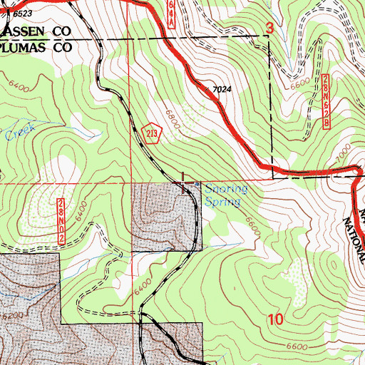 Topographic Map of Snoring Spring, CA
