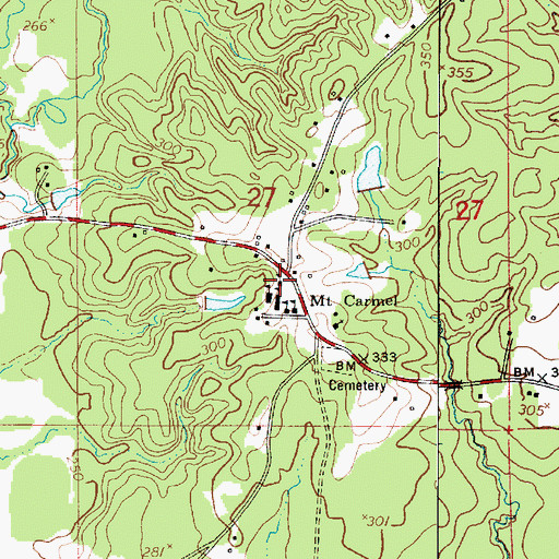 Topographic Map of Mount Carmel Fire Department, LA