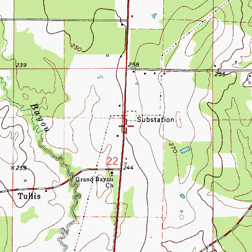 Topographic Map of Bienville Parish Fire Protection District Wards 4 and 5 Station 4, LA