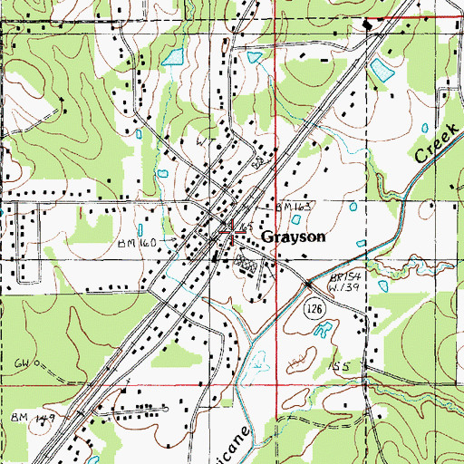 Topographic Map of Grayson Volunteer Fire Department Station 2, LA