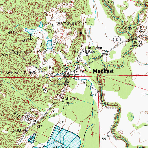 Topographic Map of Manifest Volunteer Fire Department, LA