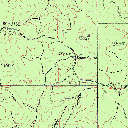 Topographic Map of Snow Camp, CA