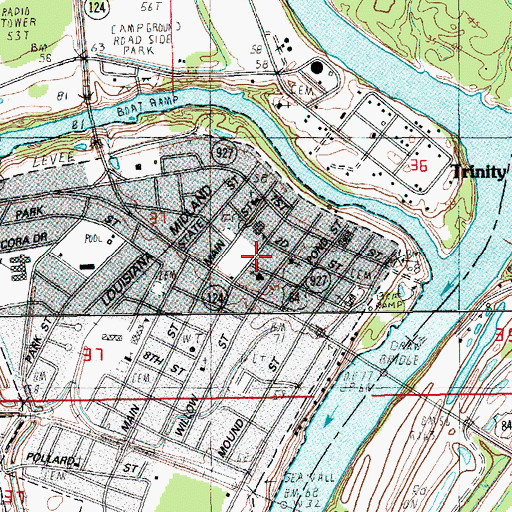 Topographic Map of Jonesville Volunteer Fire Department, LA