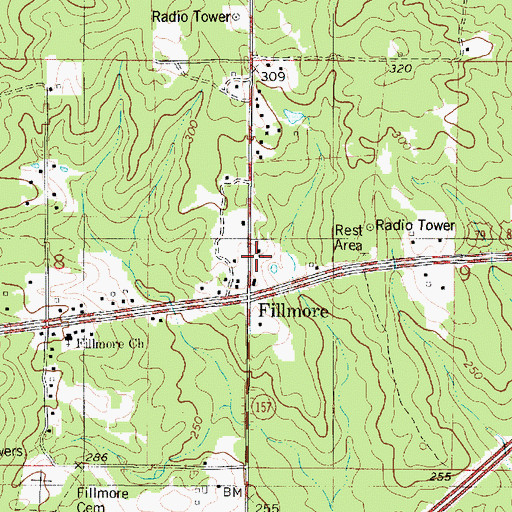 Topographic Map of Bossier Parish Fire District 1 Station 3, LA