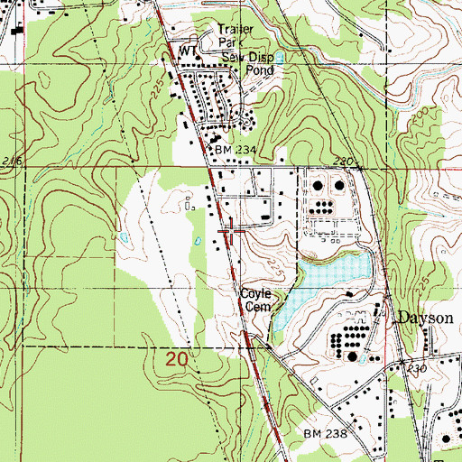 Topographic Map of Webster Parish Fire District 8 Station 1, LA