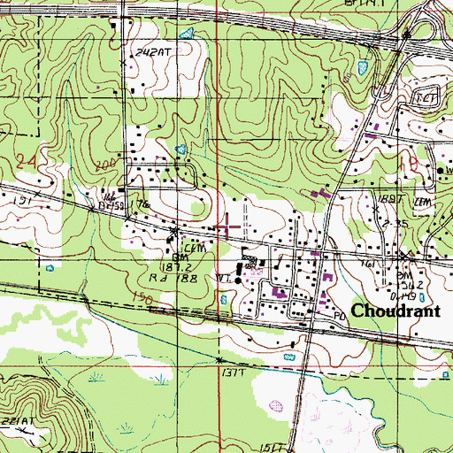Topographic Map of Choudrant Volunteer Fire Department, LA