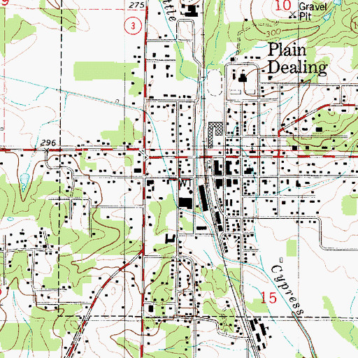 Topographic Map of Plain Dealing Volunteer Fire Department, LA