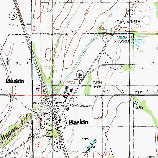 Topographic Map of Baskin Volunteer Fire Department, LA
