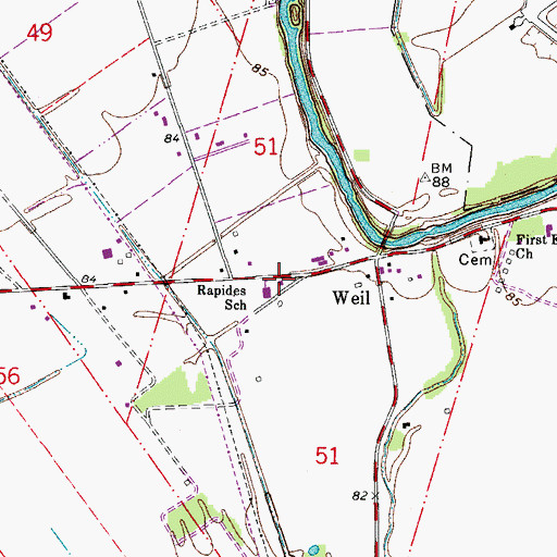 Topographic Map of Rapides Parish Fire District 2 Station 4, LA