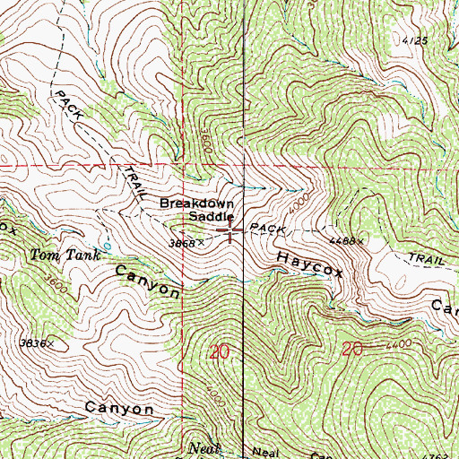 Topographic Map of Breakdown Saddle, AZ