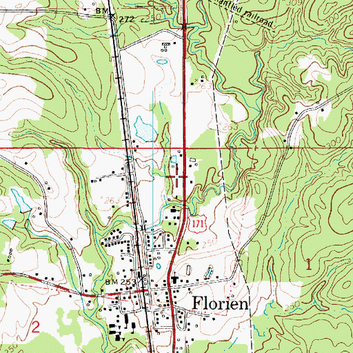 Topographic Map of Sabine Parish Wards 1 and 2 Fire Protection District 1, LA