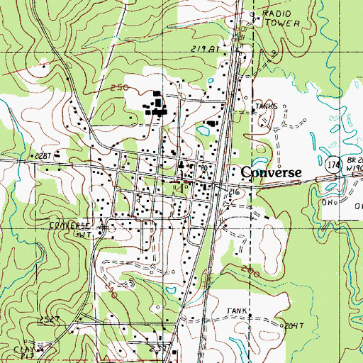 Topographic Map of North Sabine Fire Protection District Converse Station, LA