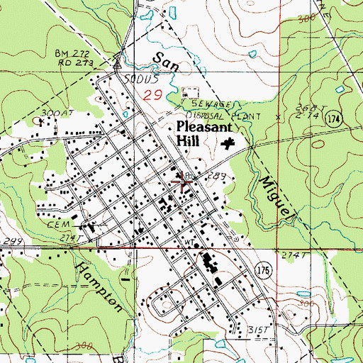 Topographic Map of North Sabine Fire Protection District Pleasant Hill Station, LA