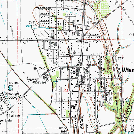Topographic Map of Wisner Volunteer Fire Department, LA