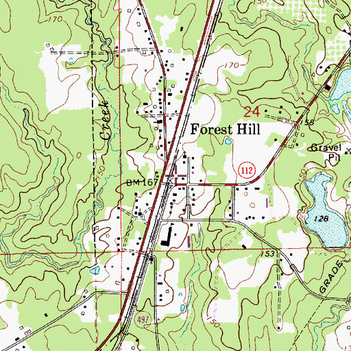 Topographic Map of Forest Hill Volunteer Fire Department, LA