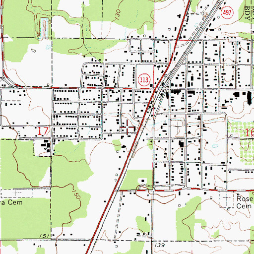 Topographic Map of Glenmora Volunteer Fire Department Station 1, LA