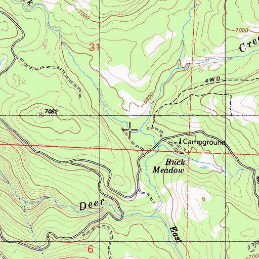 Topographic Map of Snow Corral Creek, CA