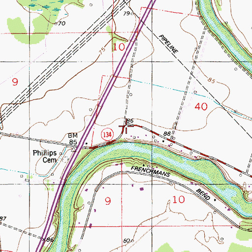 Topographic Map of Ouachita Parish Fire Protection District 1 Station 9 Fairbanks, LA