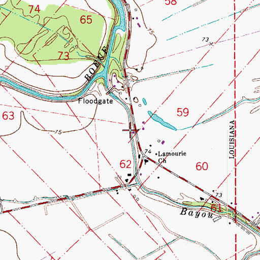 Topographic Map of Lecompte Volunteer Fire Department Station 2, LA