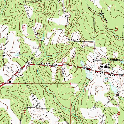 Topographic Map of Simpson Volunteer Fire Department, LA