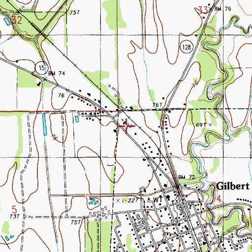 Topographic Map of Village of Gilbert Volunteer Fire Department, LA