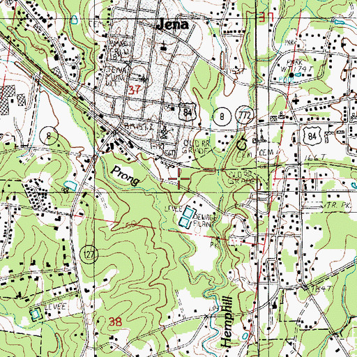 Topographic Map of Jena Volunteer Fire Department, LA