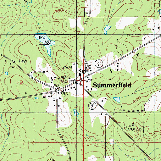 Topographic Map of Claiborne Parish Fire District 6 Summerfield Station, LA