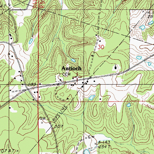 Topographic Map of Claiborne Parish Fire District 6 Antioch Station, LA