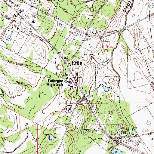 Topographic Map of Effie Volunteer Fire Department, LA