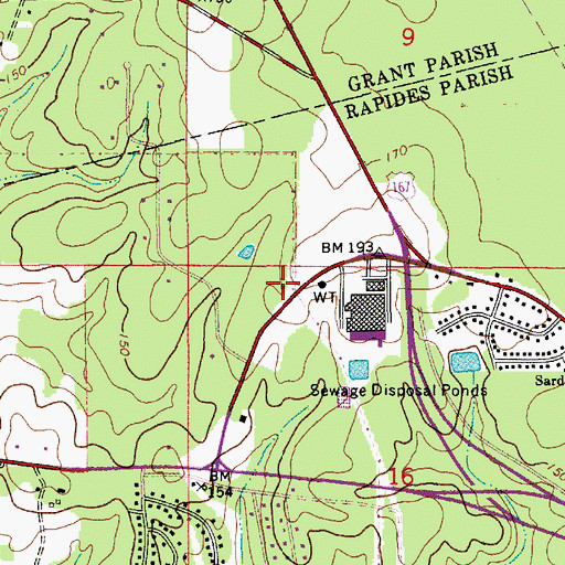 Topographic Map of Alpine Volunteer Fire Department Station 1, LA