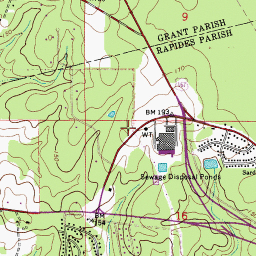 Topographic Map of Alpine Volunteer Fire Department Station 1, LA