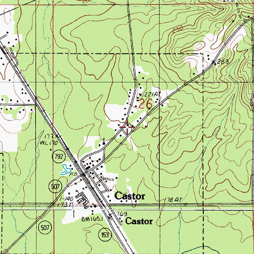 Topographic Map of Bienville Fire District 6, LA
