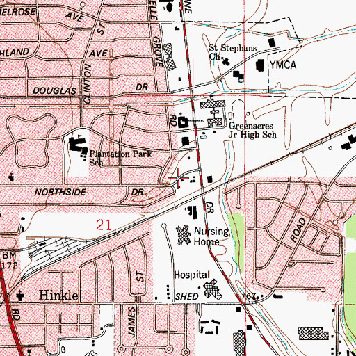 Topographic Map of Bossier City Fire Department Station 3, LA