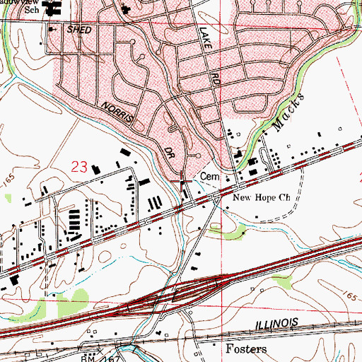 Topographic Map of Bossier City Fire Department Station 5, LA