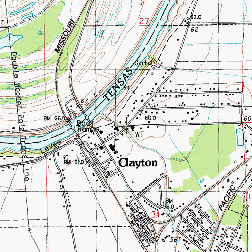 Topographic Map of Clayton Volunteer Fire Department, LA