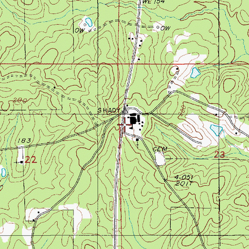 Topographic Map of Bienville Parish Fire Protection Ward 7 Station 5 Shady Grove, LA