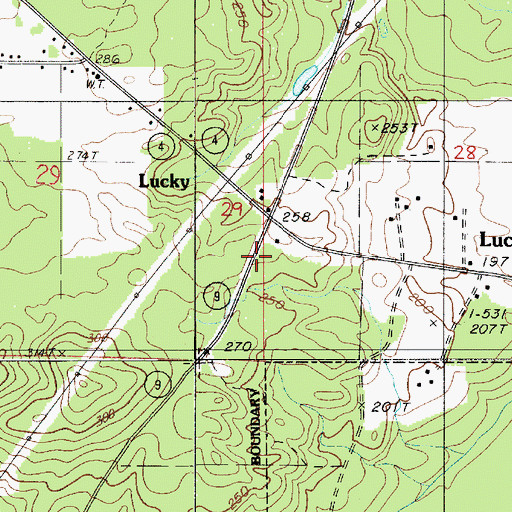 Topographic Map of Bienville Parish Fire Protection Ward 7 Station 4 Lucky, LA