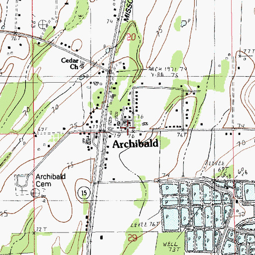 Topographic Map of Archibald - Alto Fire Station, LA