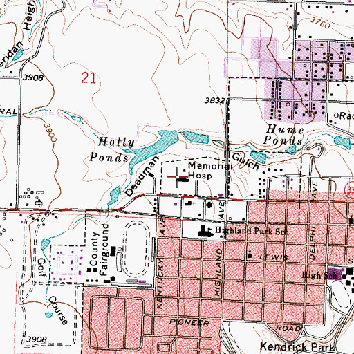 Topographic Map of Sheridan Memorial Hospital, WY