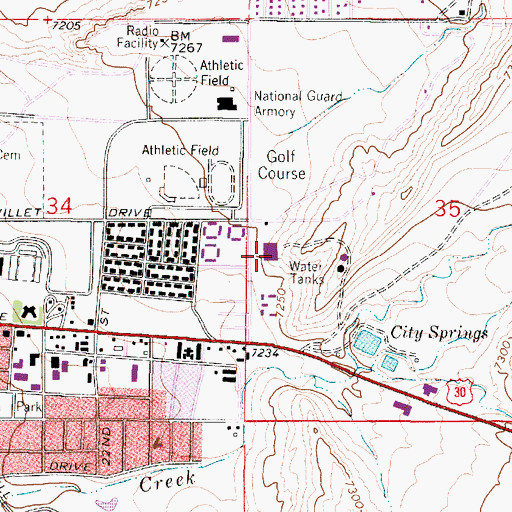 Topographic Map of Ivinson Memorial Hospital, WY