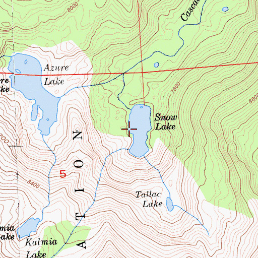 Topographic Map of Snow Lake, CA