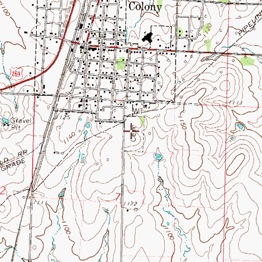 Topographic Map of Colony Cemetery, KS