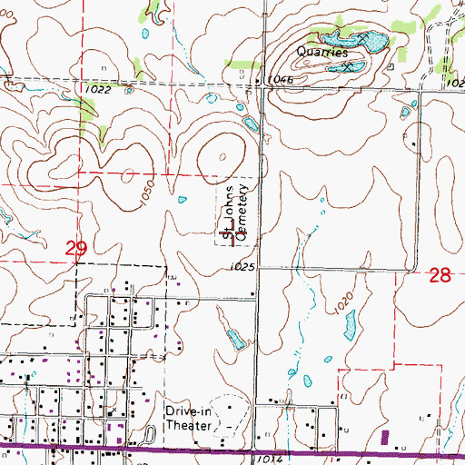 Topographic Map of Saint John's Catholic Cemetery, KS