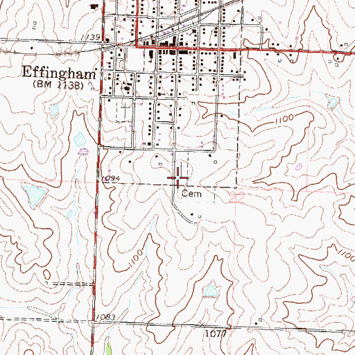 Topographic Map of Effingham Cemetery, KS