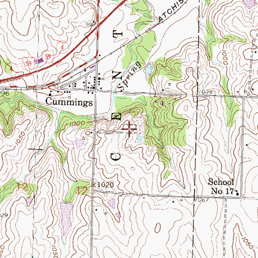Topographic Map of Cummings Cemetery, KS