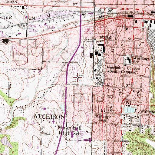 Topographic Map of Mount Saint Scholastica Cemetery, KS