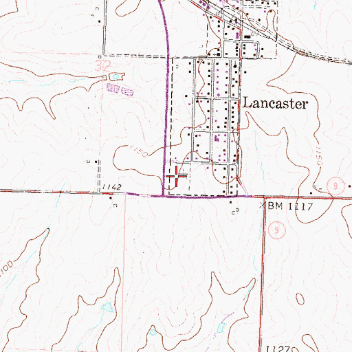 Topographic Map of Lancaster Cemetery, KS