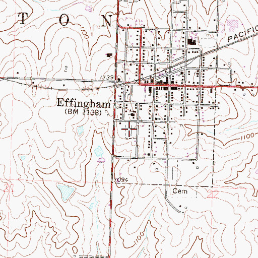 Topographic Map of Saint Anns Catholic Cemetery, KS
